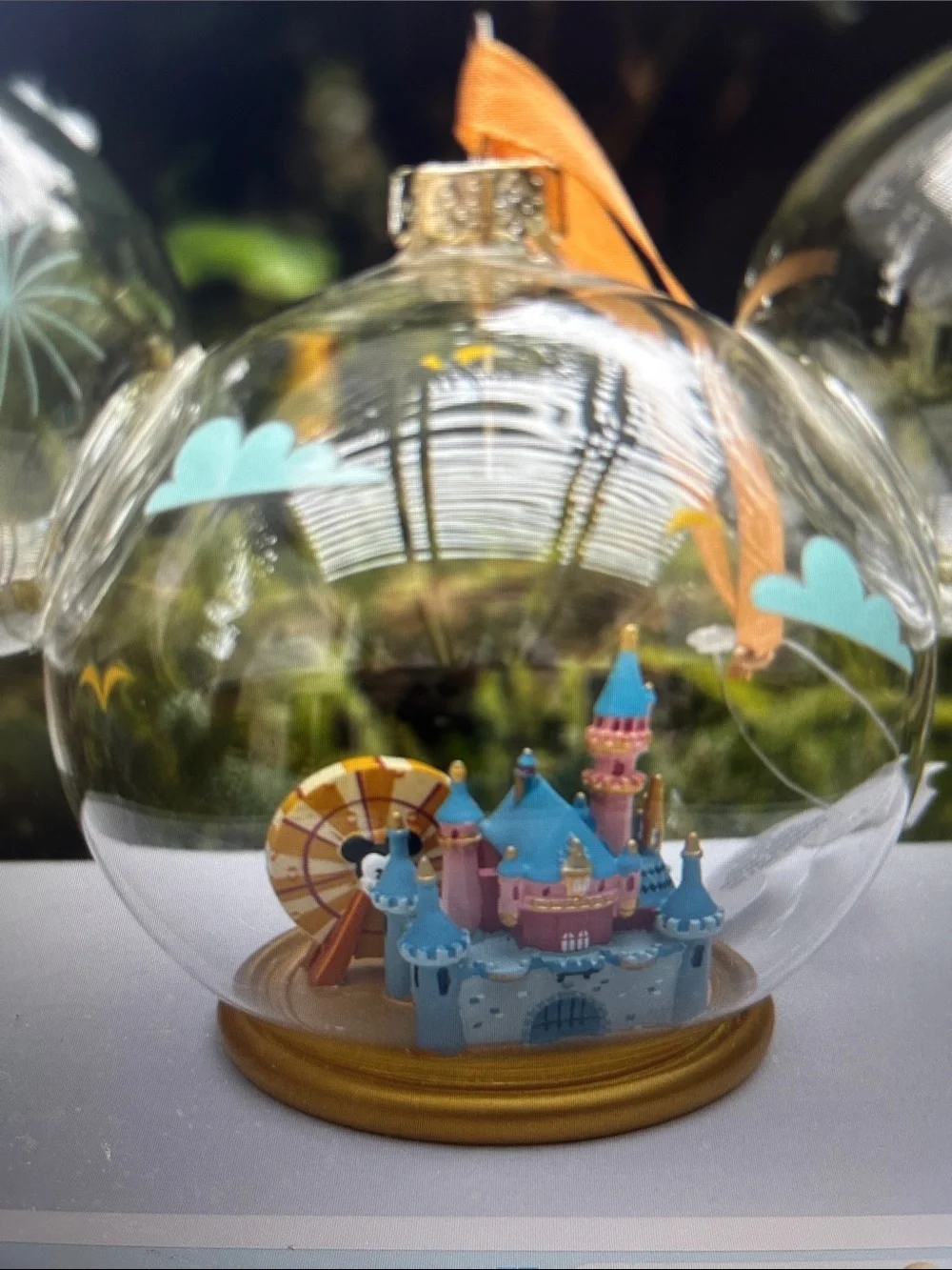 DISNEY DISNEYLAND MICKY ICON GLASS BALL ORNAMENT CASTLE MICKEY FUN WHEEL NWT